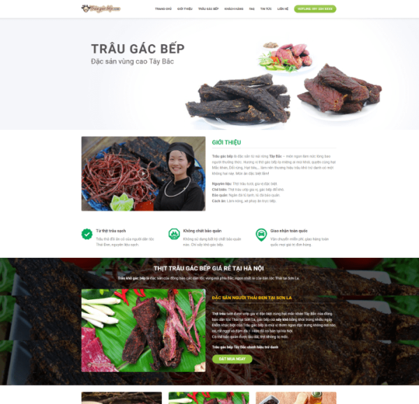 Theme WordPress thịt trâu gác bếp, bò một nắng