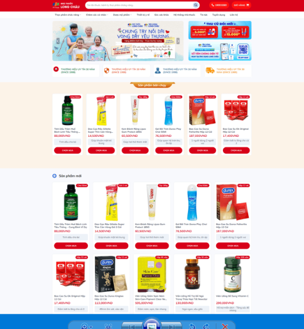 Theme wordpress nhà thuốc long châu