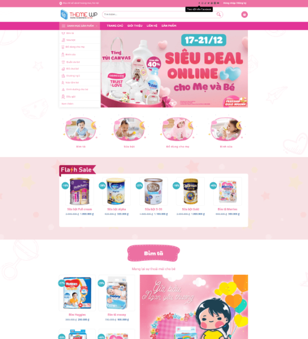 Theme wordpress thời trang bỉm tã sữa baby 2