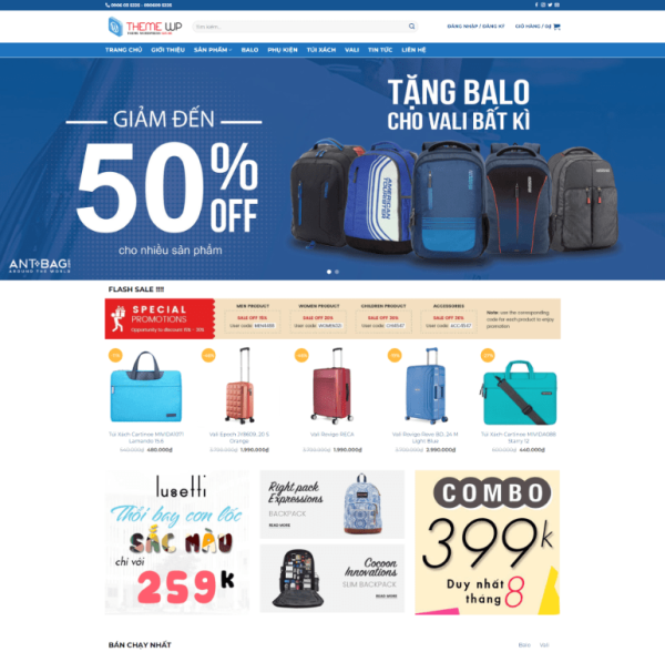 Theme wordpress bán balo túi xách