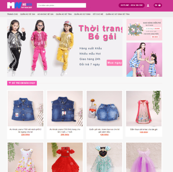 Theme wordpress quần áo trẻ em