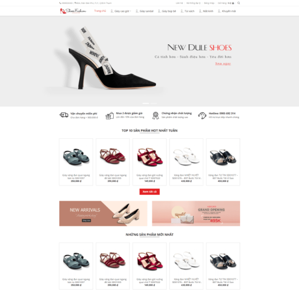 Theme wordpress shop bán giày nữ