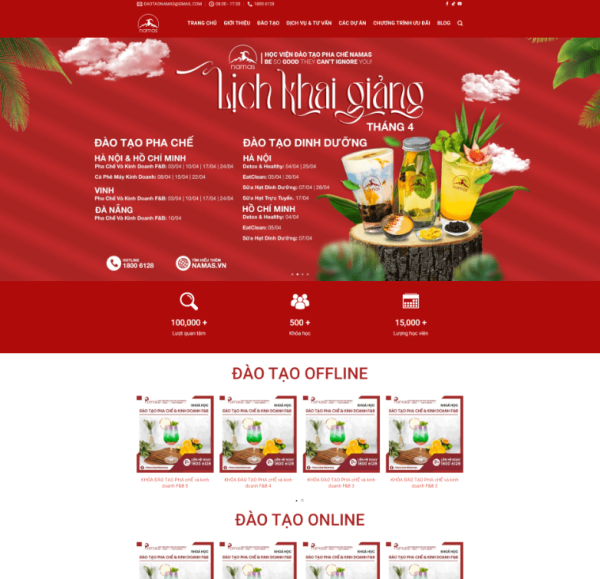Theme wordpress khóa học đào tạo pha chế