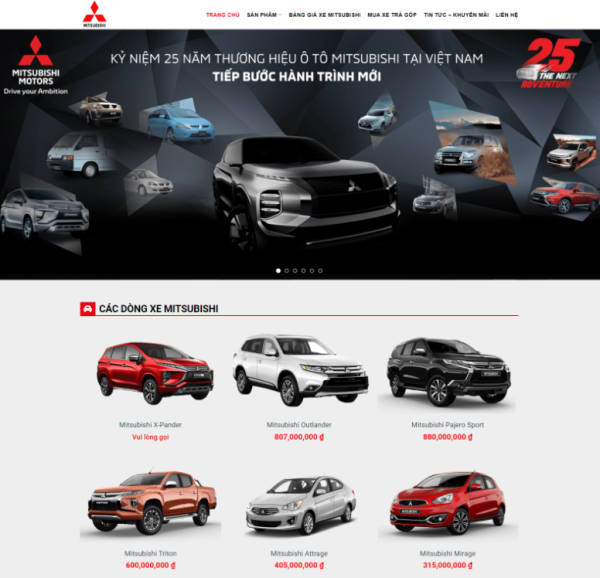 Theme wordpress bán xe mitsubishi 1