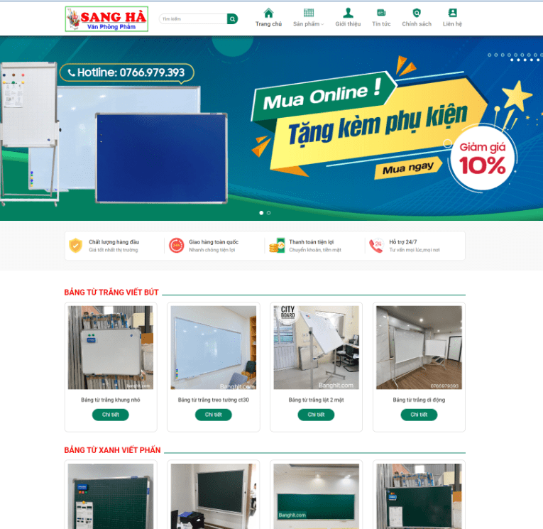 Theme wordpress bán bảng, văn phòng phẩm