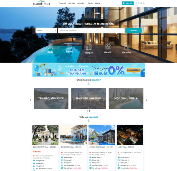 Theme wordpress danh bạ villa khách sạn biệt thự