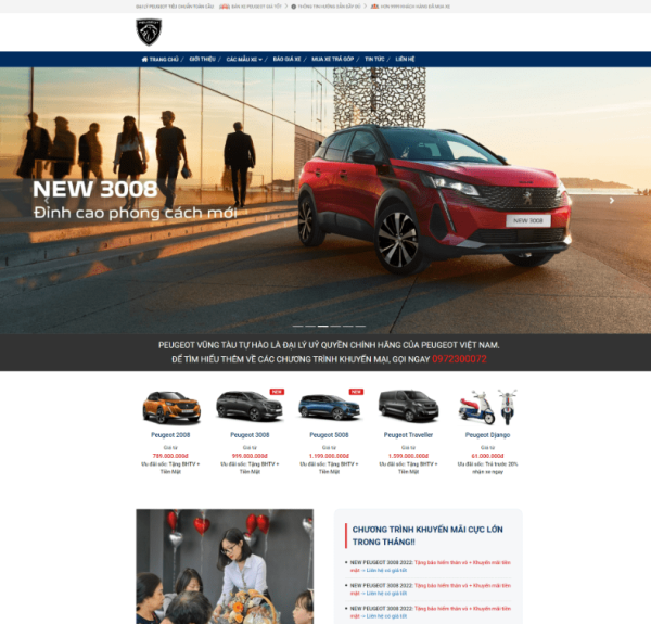 Theme WordPress bán xe Peugeot 1