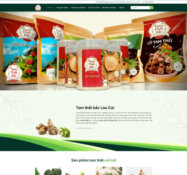 Theme wordpress bán củ tam thất Bắc