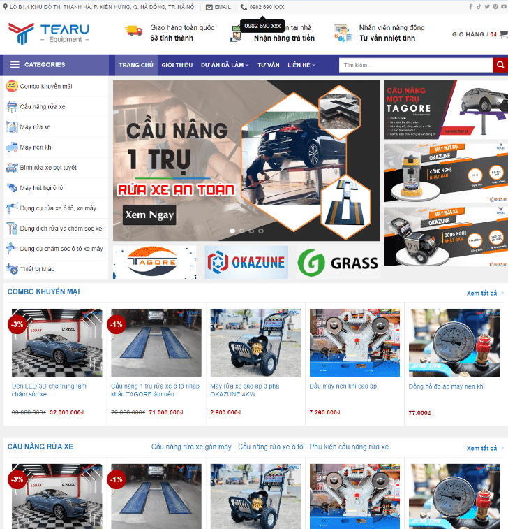 Theme wordpress bán hàng thiết bị cầu nâng