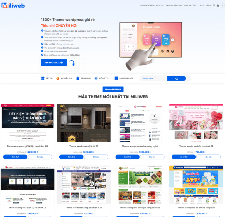 Theme wordpress shop bán theme miliweb