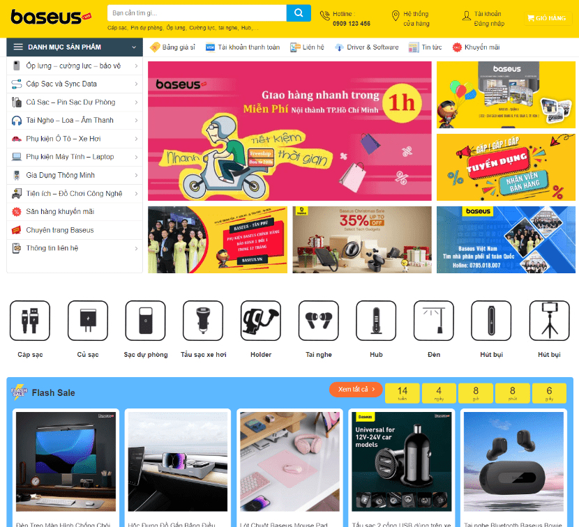 Theme wordpress cửa hàng điện thoại giống Baseus