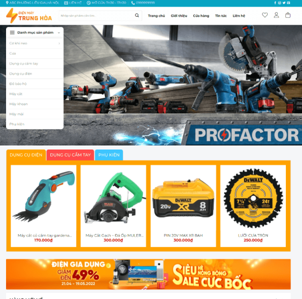 Theme wordpress bán đồ điện cơ, điện máy cơ khí tự động