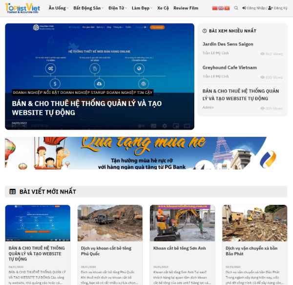 Theme wordpress review du lịch, ăn uống và khách sạn