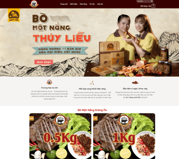 Theme wordpress bán thịt bò một nắng đặc sản Tây Nguyên