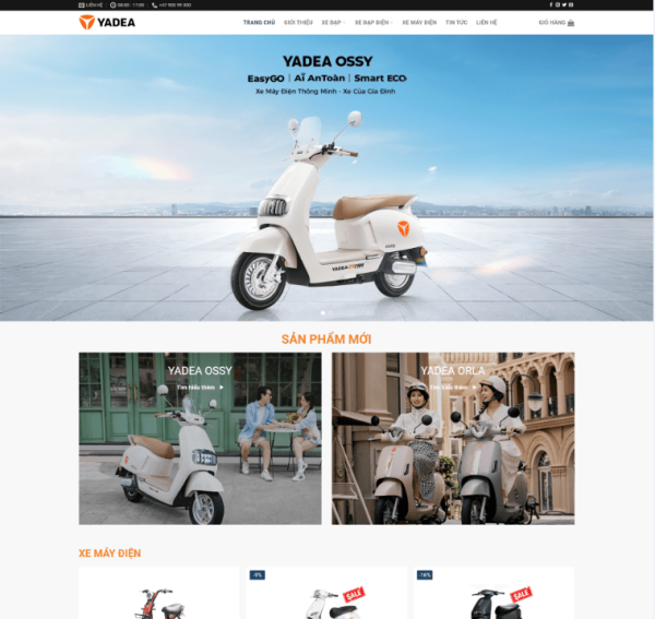 Theme wordpress của hàng bán xe đạp điện, xe máy điện