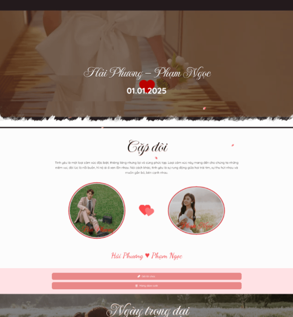 Theme wordpress hình cưới - thiệp cưới có sổ lưu bút