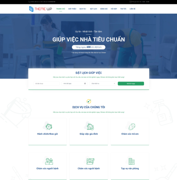 Theme wordpress dịch vụ giúp việc nhà
