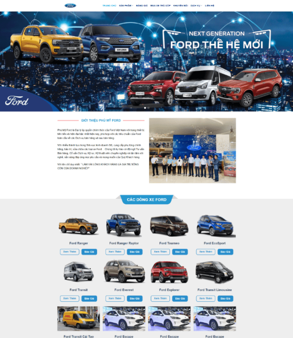 Theme wordpress bán xe ford 1