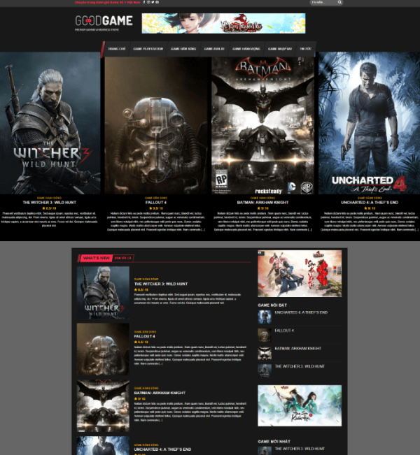 Theme wordpress review quảng cáo game