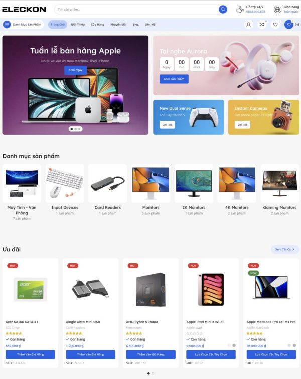 Theme WordPress Elementor điện máy mẫu số 7