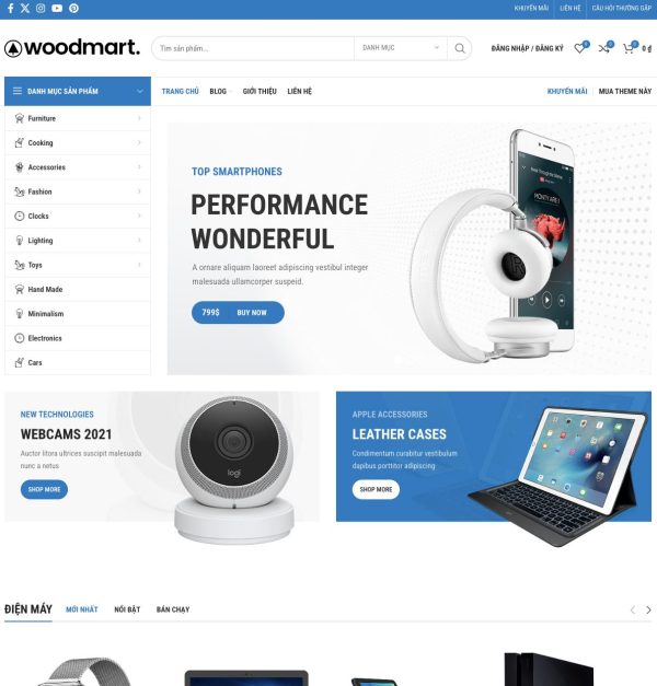 Theme WordPress Elementor điện máy, điện tử mẫu số 1