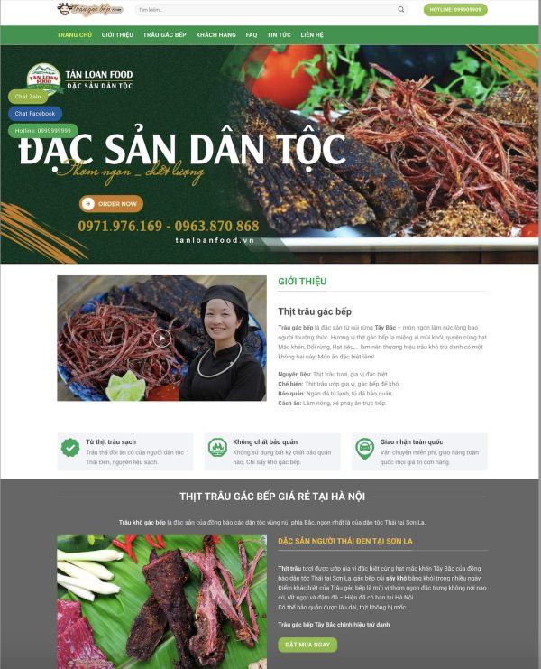 Theme WordPress bán thịt trâu gác bếp