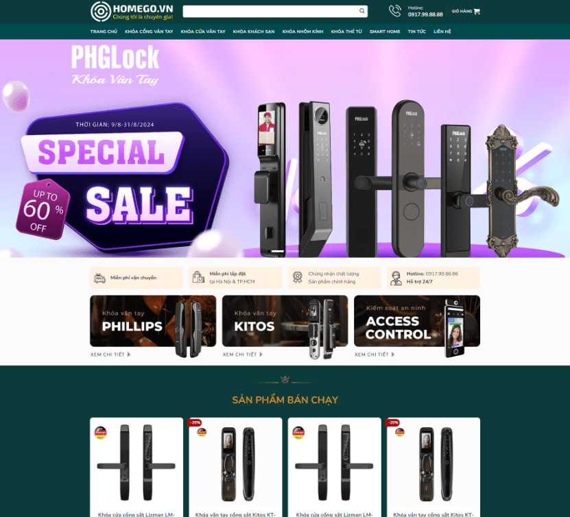 Theme wordpress bán khóa cửa vân tay