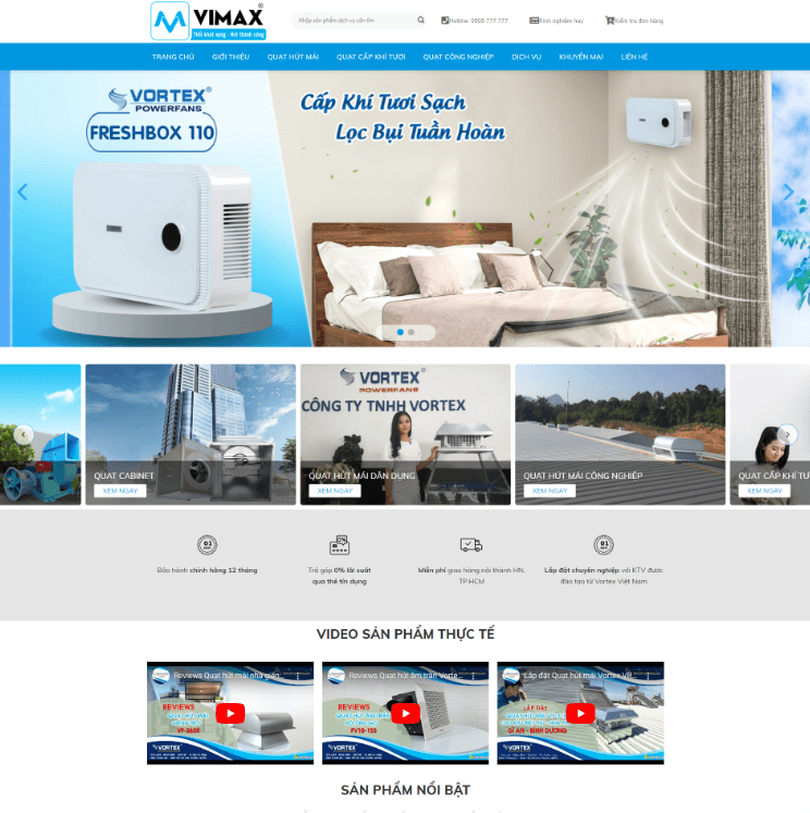 Theme wordpress quạt công nghiệp
