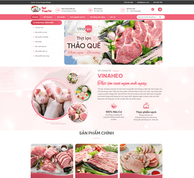 Theme wordpress bán thịt heo xúc xích
