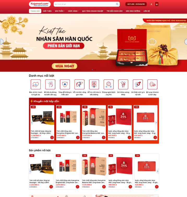 Theme wordpress bán sâm hàn quốc