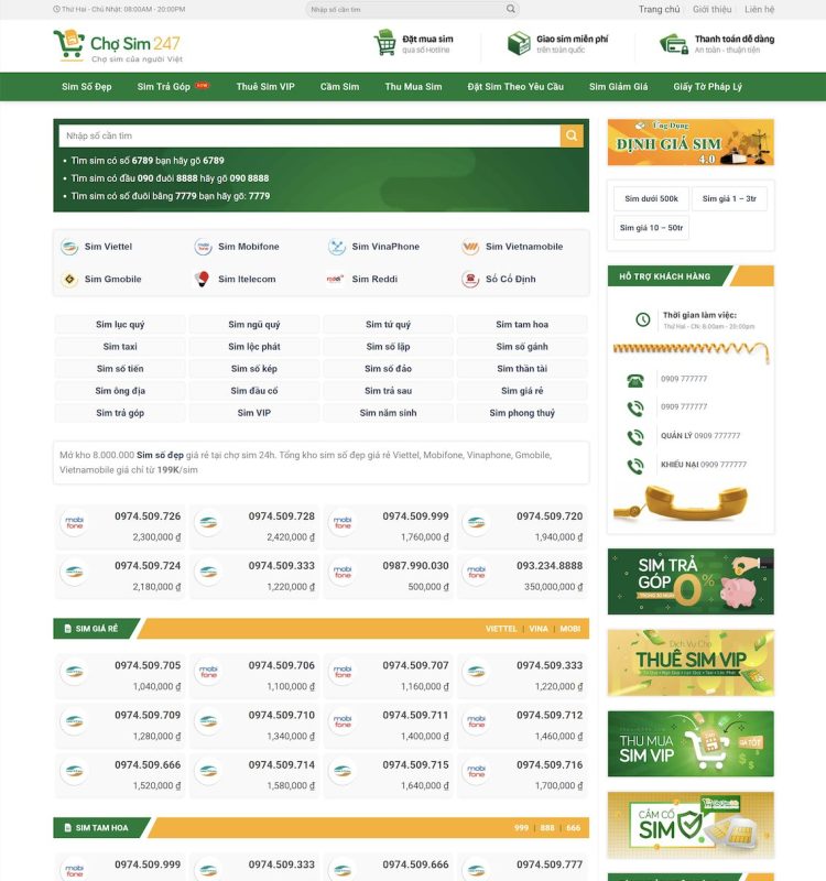 Theme WordPress bán sim số 02