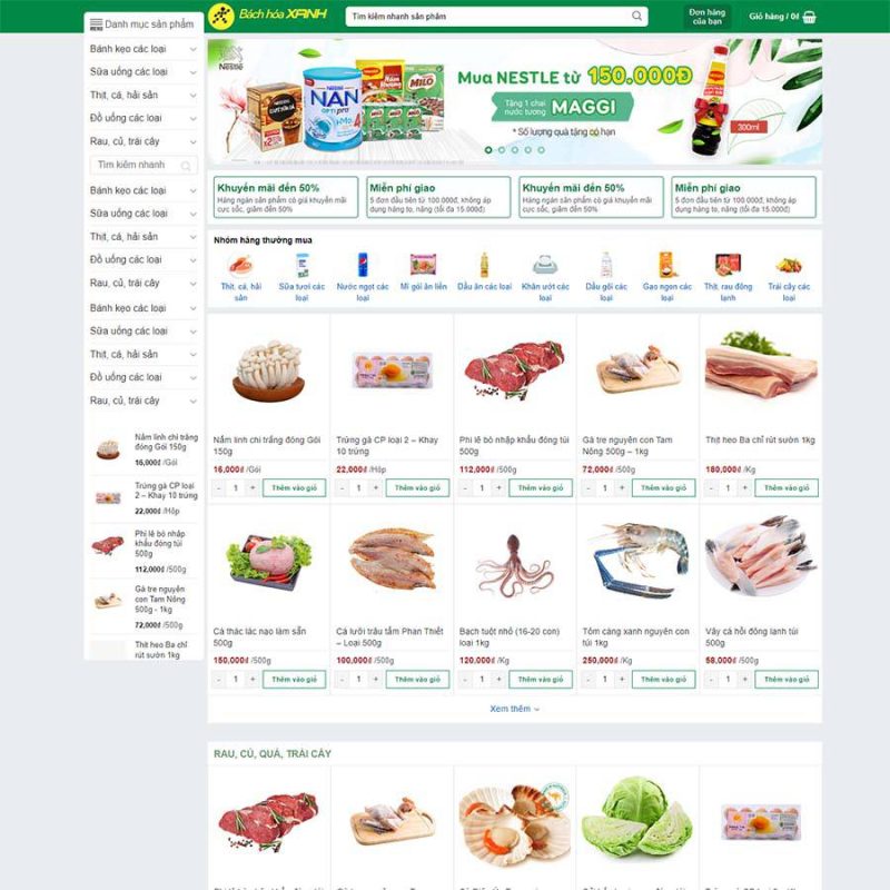 Theme WordPress bách hóa xanh