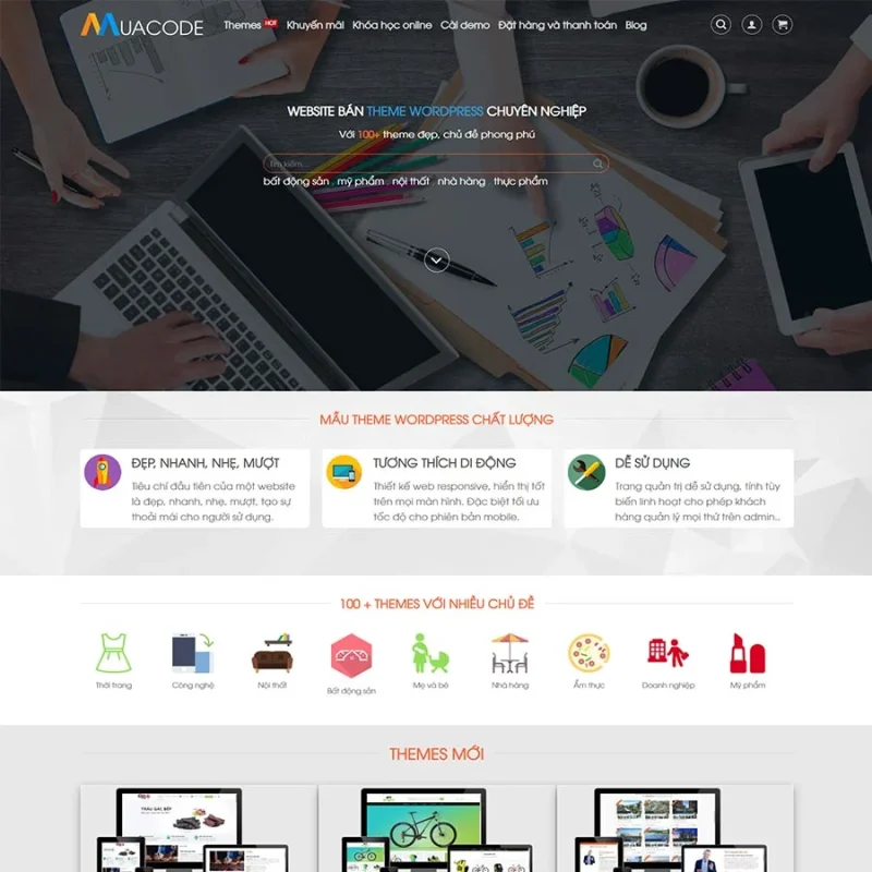 Theme WordPress web mua bán theme