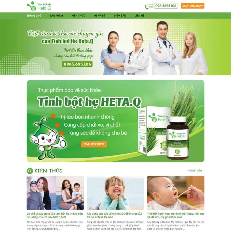 Theme WordPress bán sản phẩm tinh bột hẹ